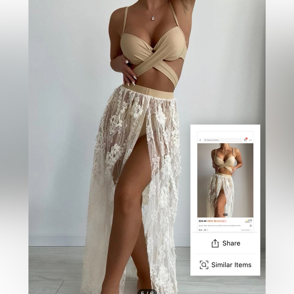 SHEIN bikini with skirt